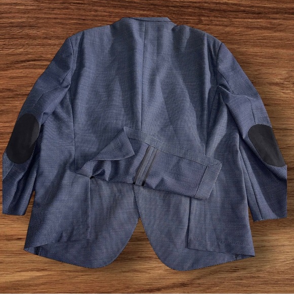 Hugo Boss | Men’s Navy Blue Virgin Wool Jaye Elbow Patch Sport Coat Blazer ~ 54R - Picture 5 of 13